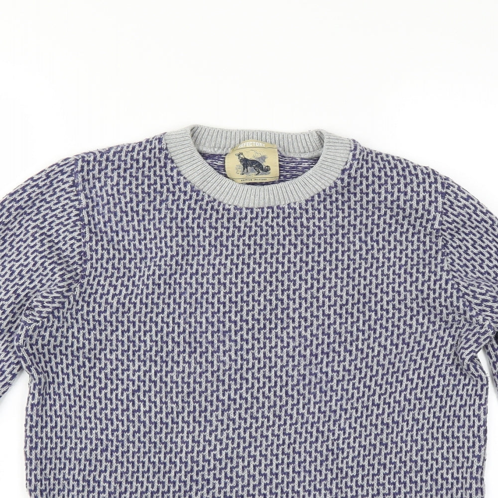 Refectory Mens Blue Geometric  Pullover Jumper