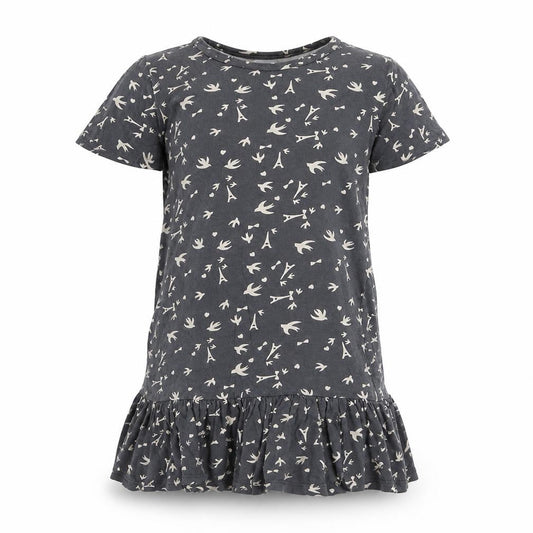 Front view of La Redoute girls’ grey geometric t-shirt dress, size 10, years
