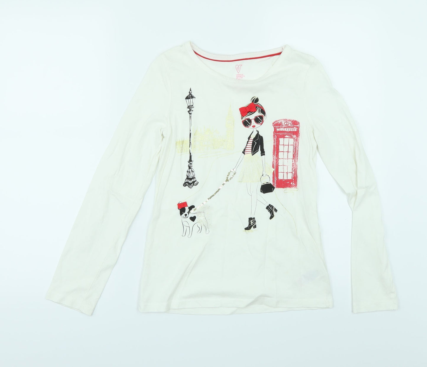 Preworn Girls White   Basic T-Shirt Size 11-12 Years