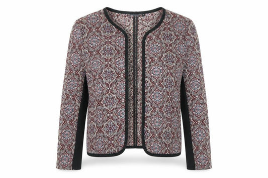Front view of New Look women’s multicoloured geometric jacket, size UK 14