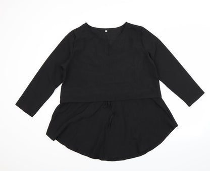 Front view of Preworn women’s black basic blouse, size L