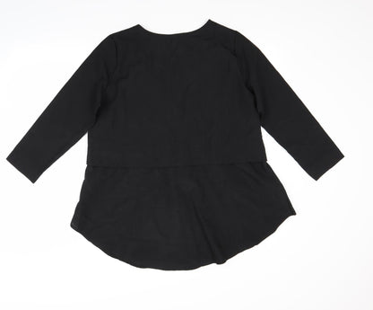 Back view of Preworn women’s black basic blouse, size L