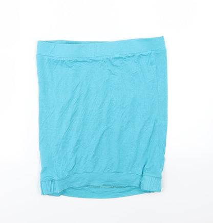 Back view of Pattyboutik women’s blue jersey basic t-shirt, size M