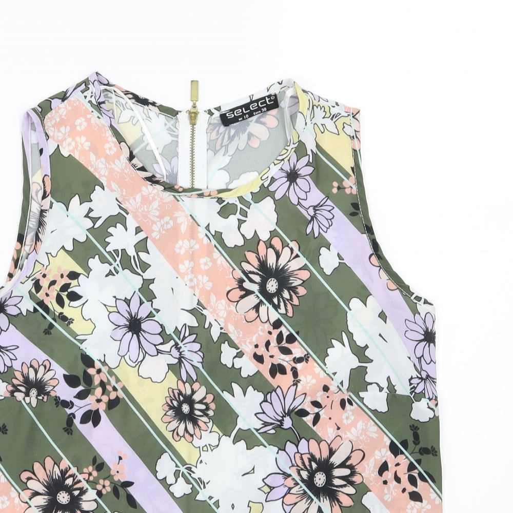Select Womens Multicoloured Striped Chiffon Basic Blouse Size 10  - Floral