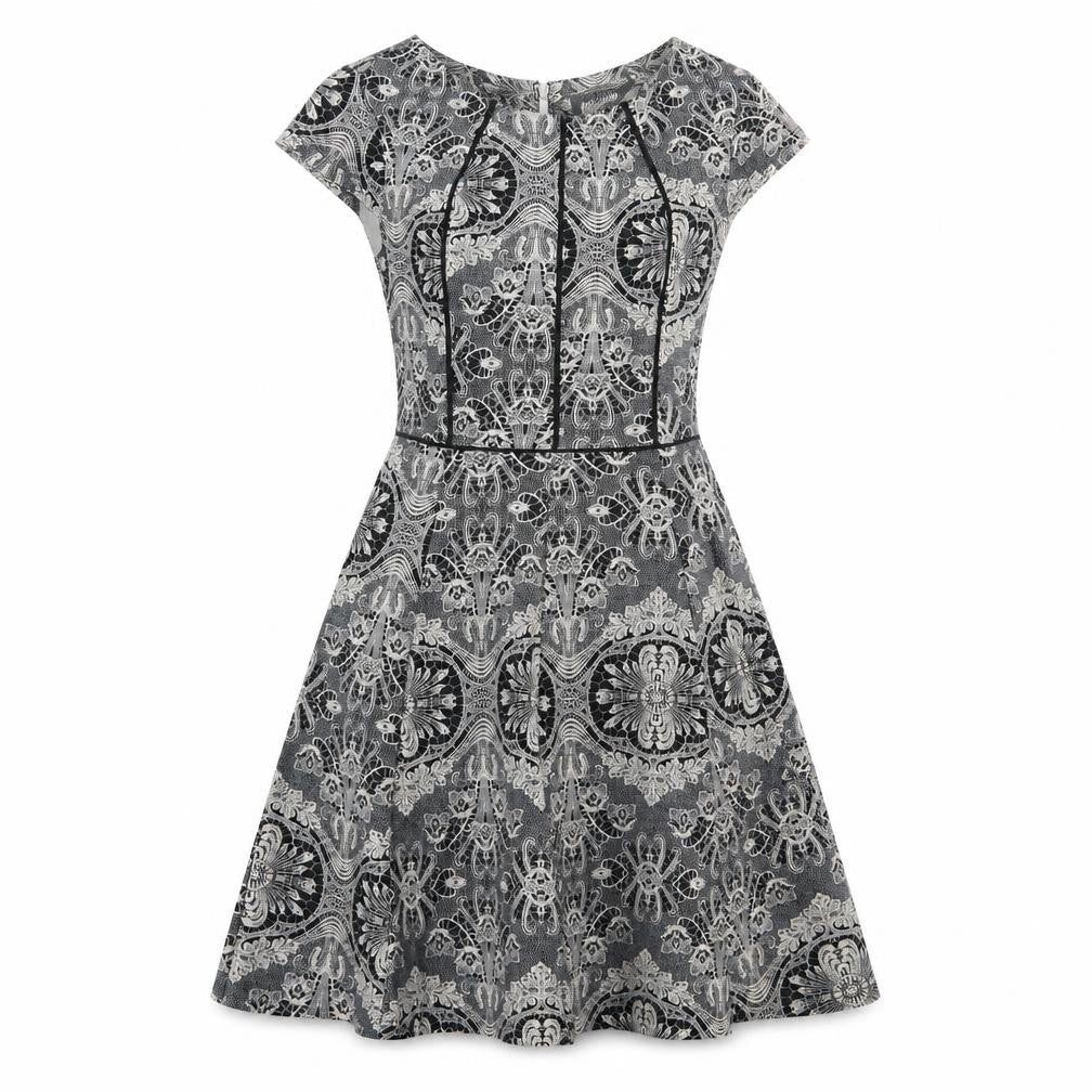 Dorothy Perkins Womens Grey Floral  Skater Dress  Size 8