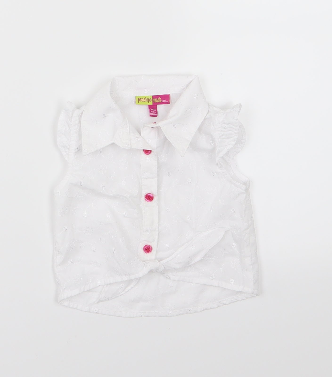 Penelope Mack Girls White Floral Woven Basic Button-Up Size 2 Years