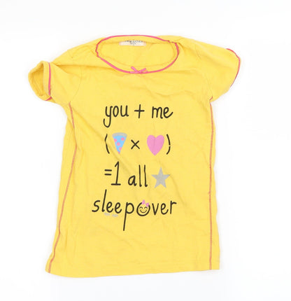 Additional front view of pink avenue girls’ yellow basic t-shirt, size 6, years