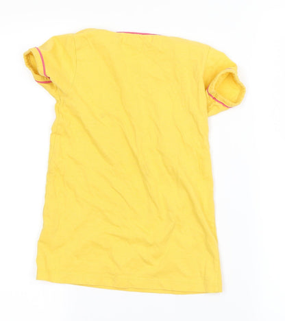 Back view of pink avenue girls’ yellow basic t-shirt, size 6, years