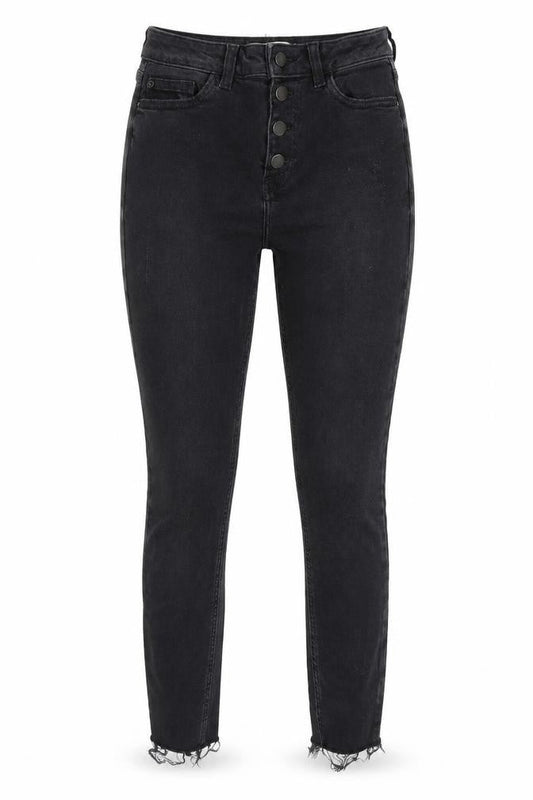 Front view of denim co women’s black skinny jeans, size UK 8, 25-inch leg