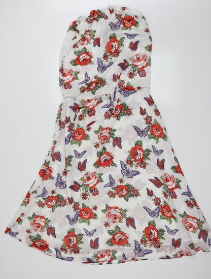 Additional front view of Next women’s white floral fit & flare, size UK 8