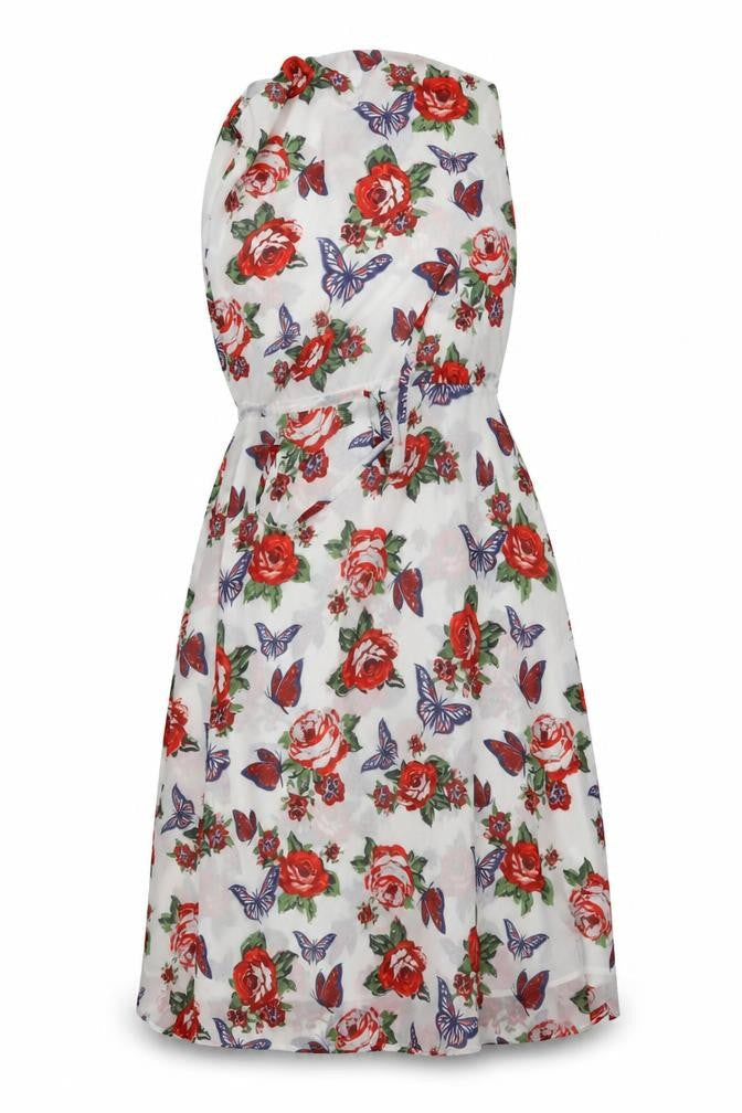 NEXT Womens White Floral  Fit & Flare  Size 8