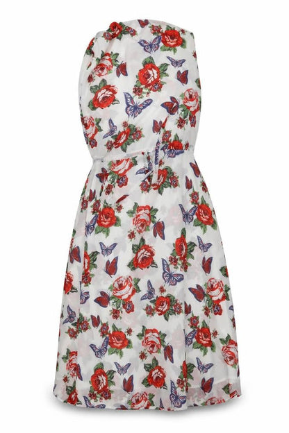 Front view of Next women’s white floral fit & flare, size UK 8