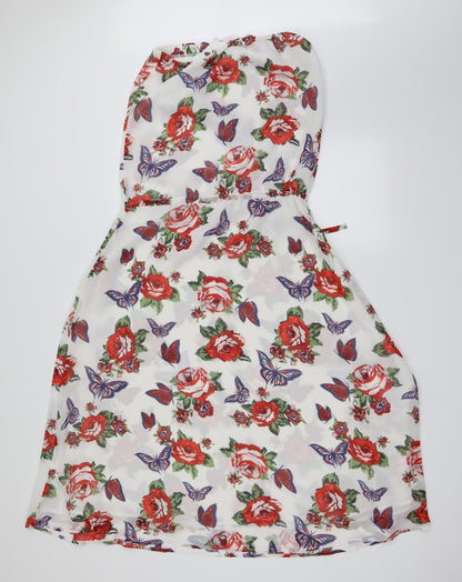 Back view of Next women’s white floral fit & flare, size UK 8