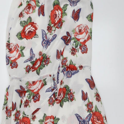 Close-up detail of Next women’s white floral fit & flare, size UK 8
