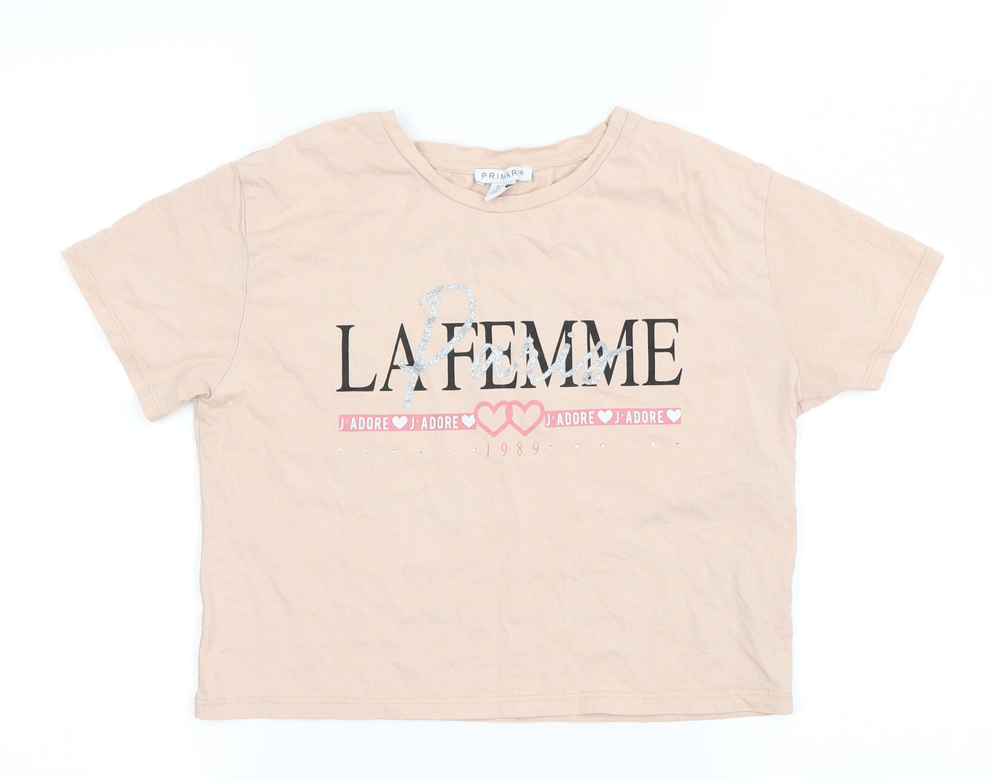 Primark Girls Beige   Basic T-Shirt Size 10-11 Years