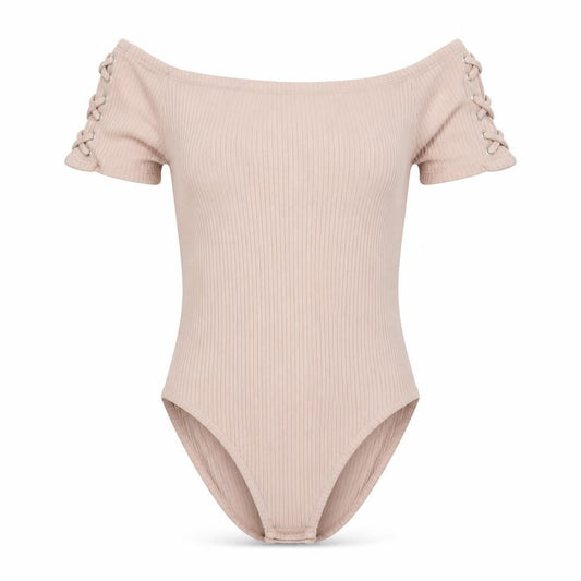 Front view of Topshop women’s pink bodysuit one-piece, size UK 6