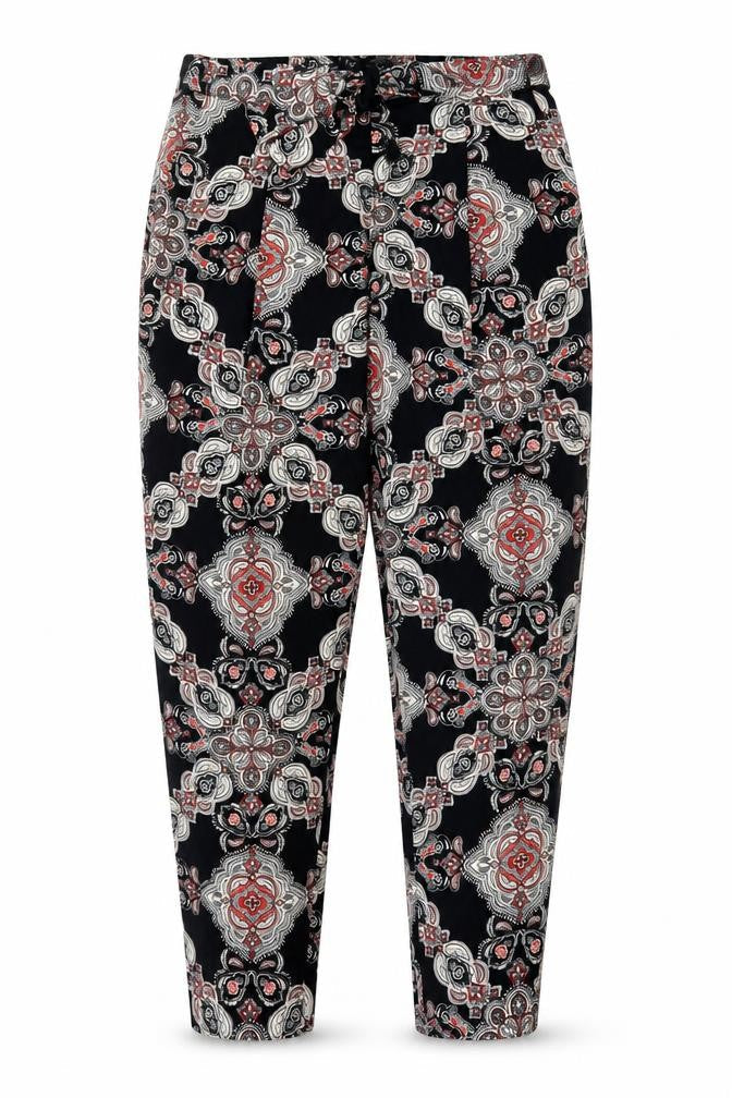 F&F Womens Black Paisley Satin Trousers  Size 8 L27 in