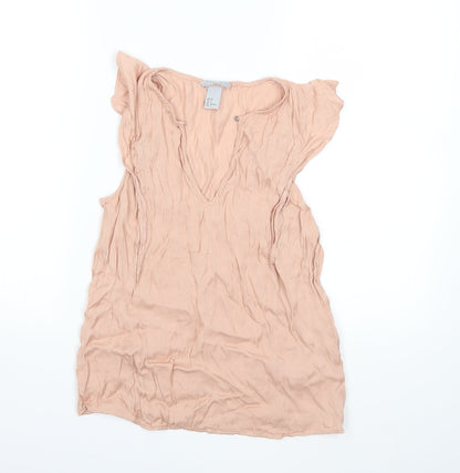 Additional front view of H&M women’s pink basic blouse, size UK 6