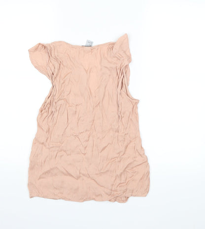 Back view of H&M women’s pink basic blouse, size UK 6