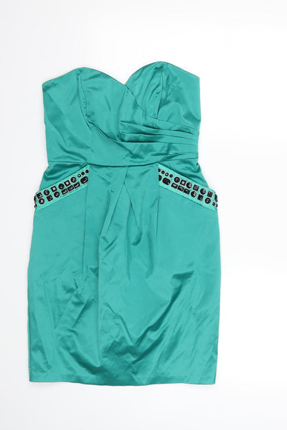 Additional front view of et vous women’s green bodycon, size UK 8