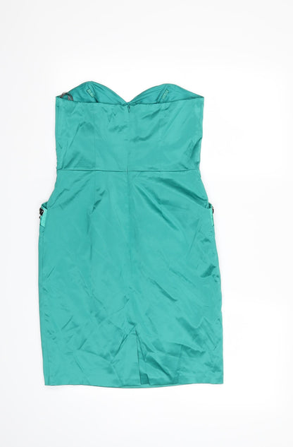 Back view of et vous women’s green bodycon, size UK 8