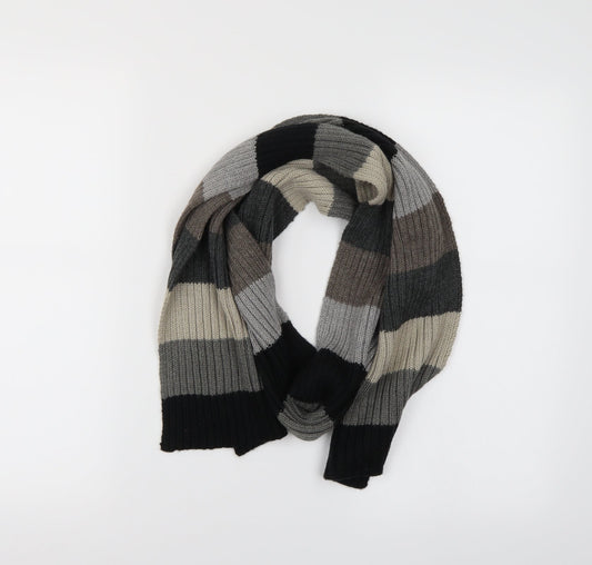 Maine Mens Grey Striped  Scarf  One Size