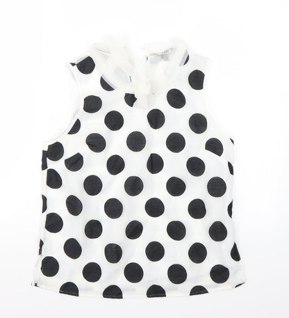 Additional front view of Coast women’s white polka dot basic blouse, size UK 10