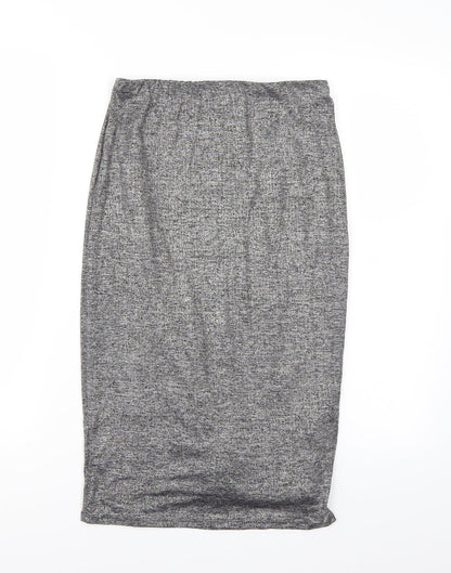 Additional front view of River Island women’s grey a-line skirt, size UK 8
