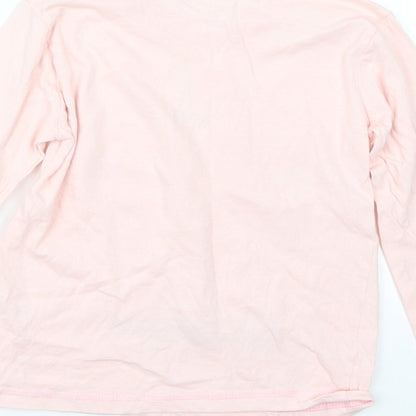 Brand and care label for Preworn girls’ pink basic t-shirt, size 6-7, years