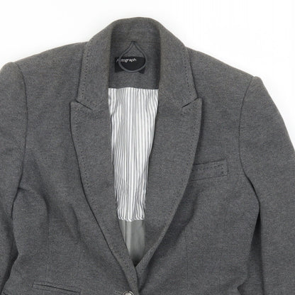 Close-up detail of Autograph women’s grey jacket suit jacket, size UK 8