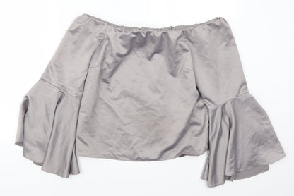 Additional front view of Miss Selfridge women’s grey basic blouse, size UK 12