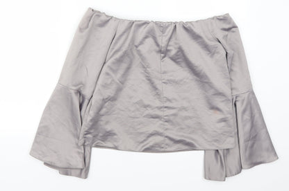 Back view of Miss Selfridge women’s grey basic blouse, size UK 12