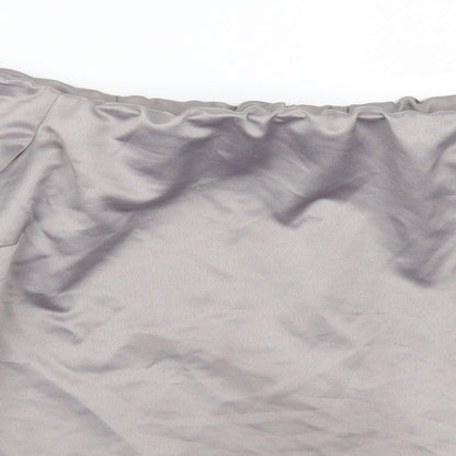 Close-up detail of Miss Selfridge women’s grey basic blouse, size UK 12