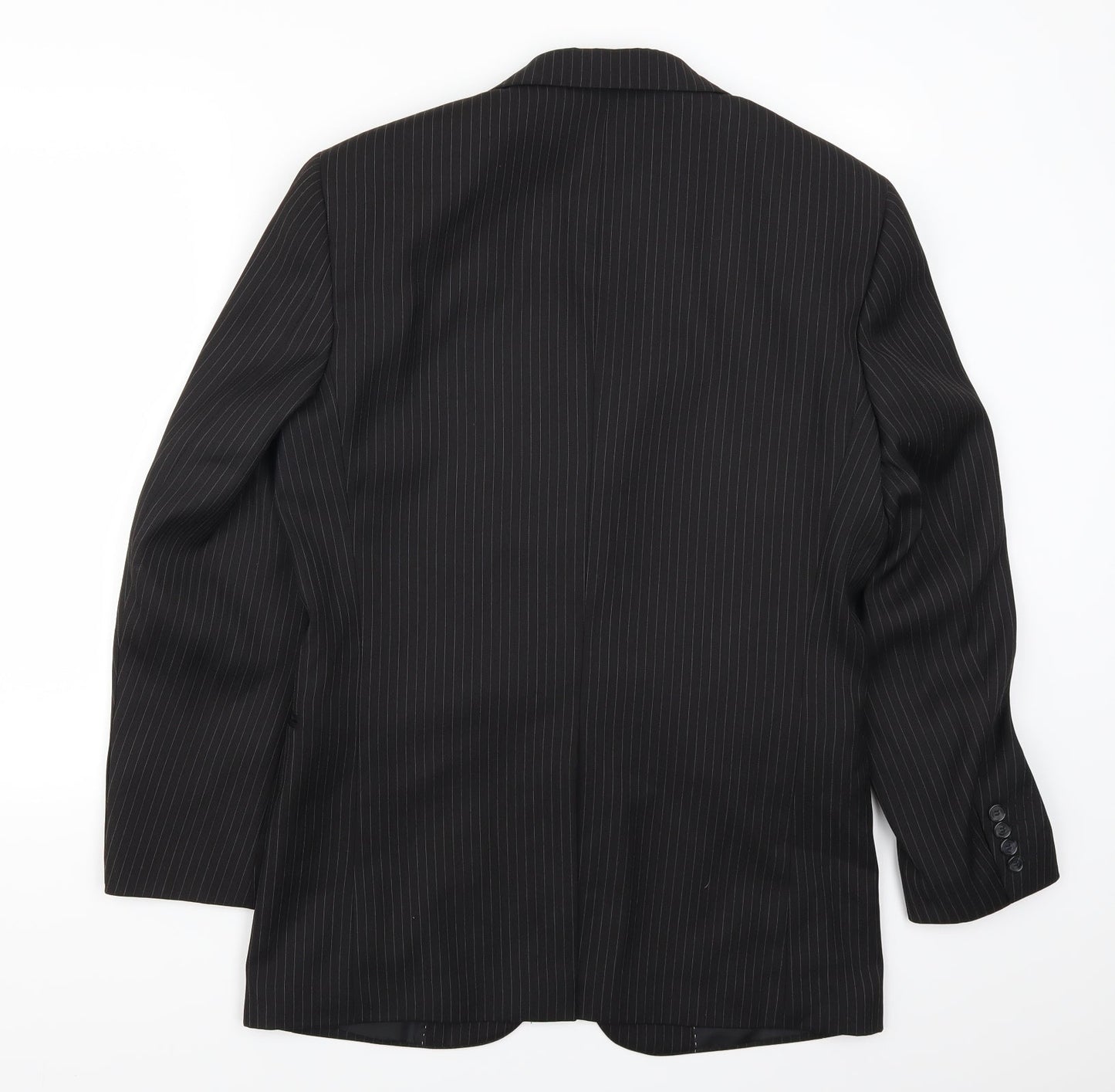 Greenwoods Mens Black Striped  Jacket Suit Jacket Size 38