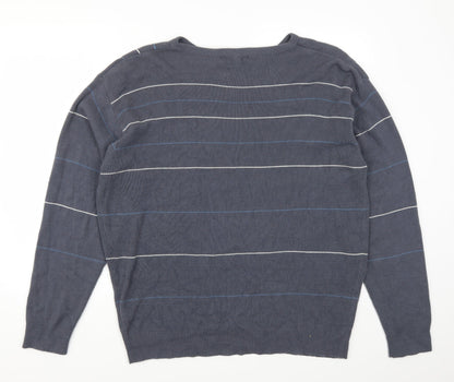 Back view of Officers Club men’s blue striped jumper, size XL
