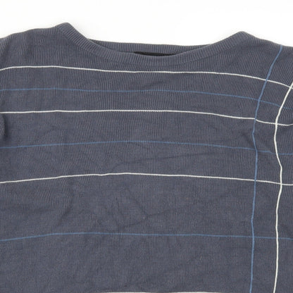 Close-up detail of Officers Club men’s blue striped jumper, size XL