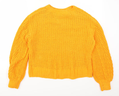 Back view of H&M women’s orange jumper, size UK 8
