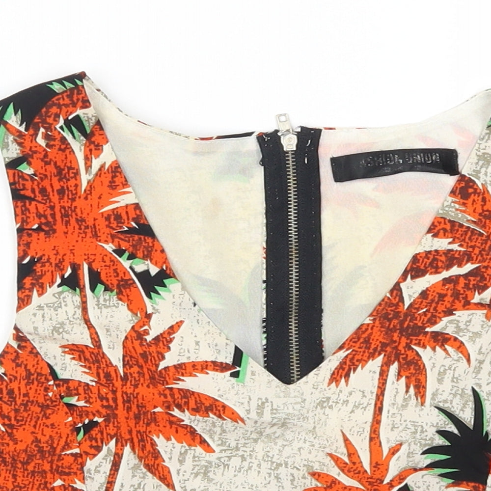Fashion Union Womens Orange Fair Isle  Cropped Tank Size 10
