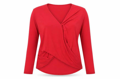 Front view of Atmosphere women’s red basic t-shirt, size UK 10