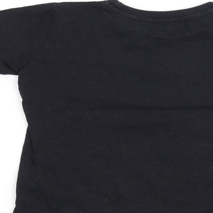 Brand and care label for Preworn boys’ black basic t-shirt, size 4-5, years - flossin