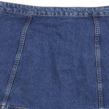 Brand and care label for Topshop women’s blue maxi skirt, size UK 28, in