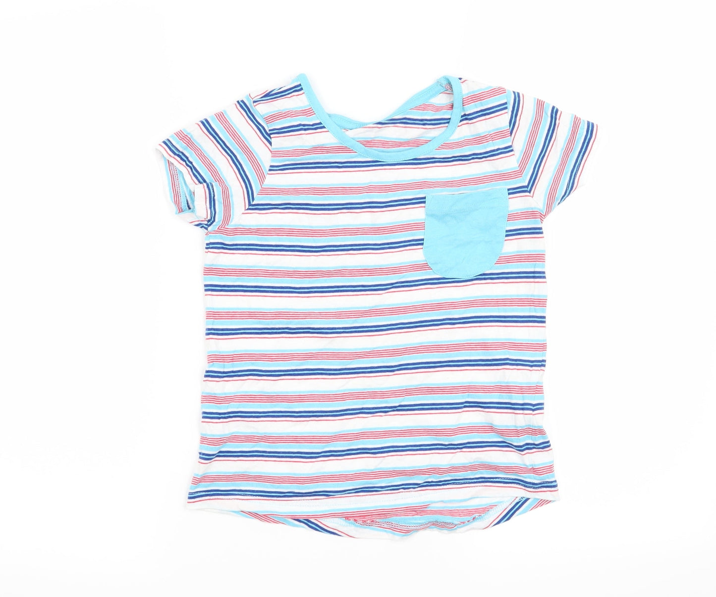 Lily & Dan Boys White Striped  Basic T-Shirt Size 7-8 Years