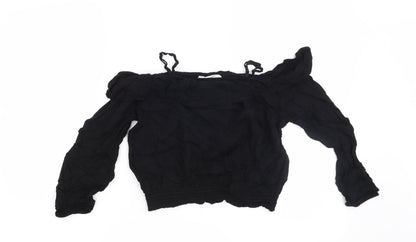 Additional front view of H&M girls’ black basic blouse, size 11, years