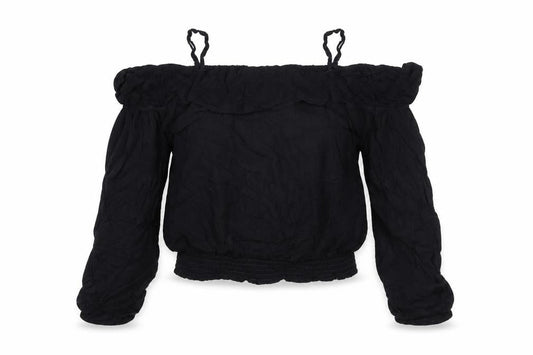 Front view of H&M girls’ black basic blouse, size 11, years