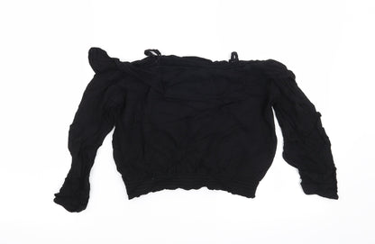 Back view of H&M girls’ black basic blouse, size 11, years