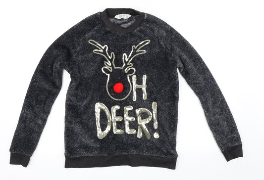 Primark Womens Grey   Pullover Sweatshirt Size 6  - Christmas Reindeer