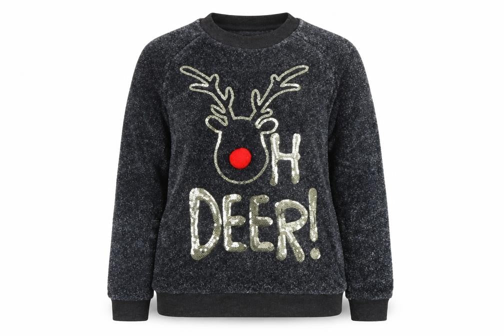 Primark Womens Grey   Pullover Sweatshirt Size 6  - Christmas Reindeer