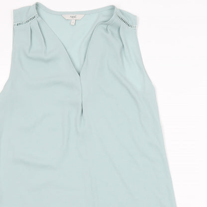 Close-up detail of Next women’s green basic blouse, size UK 6
