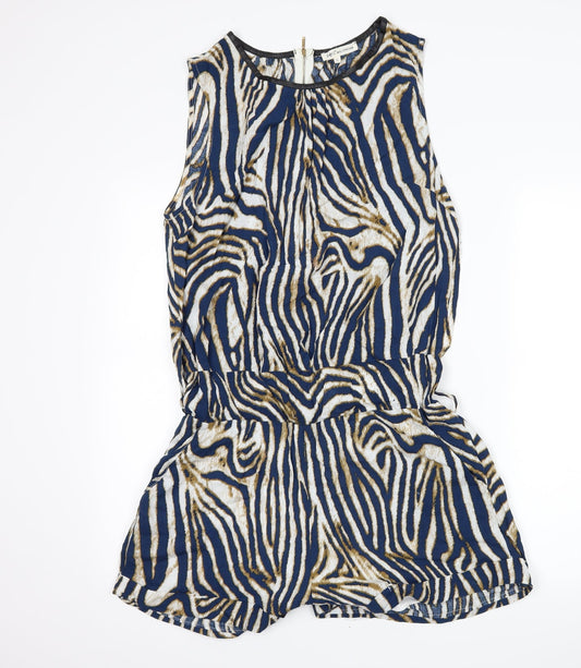 j s millenium Womens Blue Animal Print  Playsuit One-Piece Size L