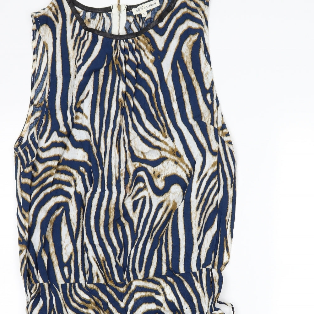 j s millenium Womens Blue Animal Print  Playsuit One-Piece Size L